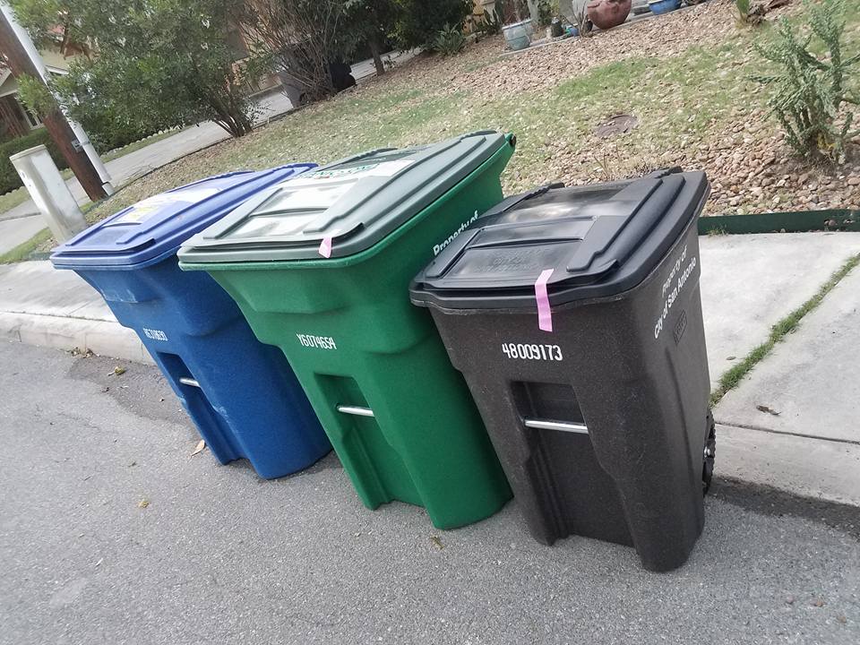 Tagged Trash Cans After Cleaning