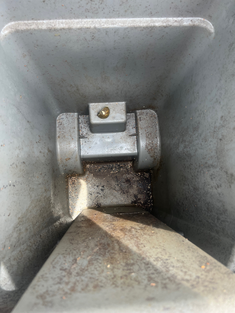 Maple Grove resident maggot infested trash can before cleaning